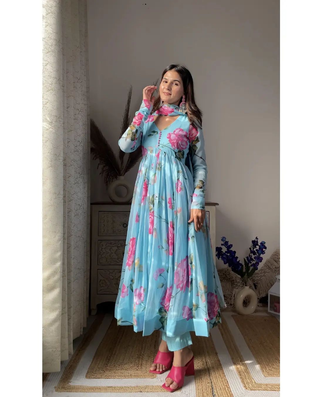 Surreptitious Sky Blue Anarkali Suit Set