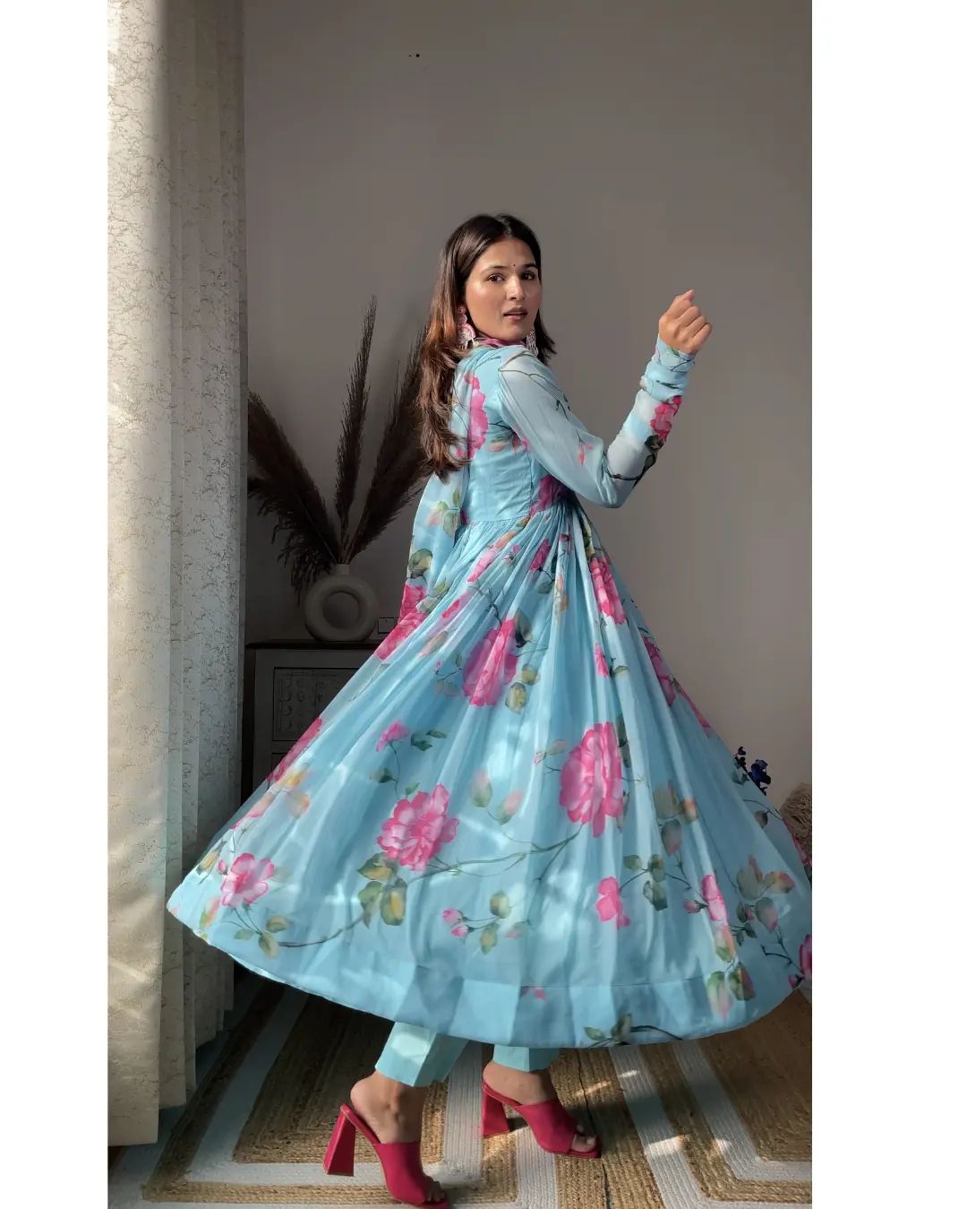 Surreptitious Sky Blue Anarkali Suit Set