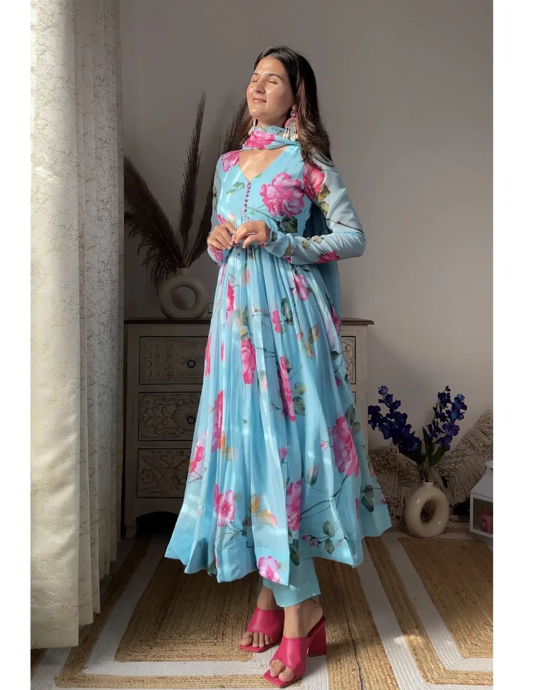 Surreptitious Sky Blue Anarkali Suit Set