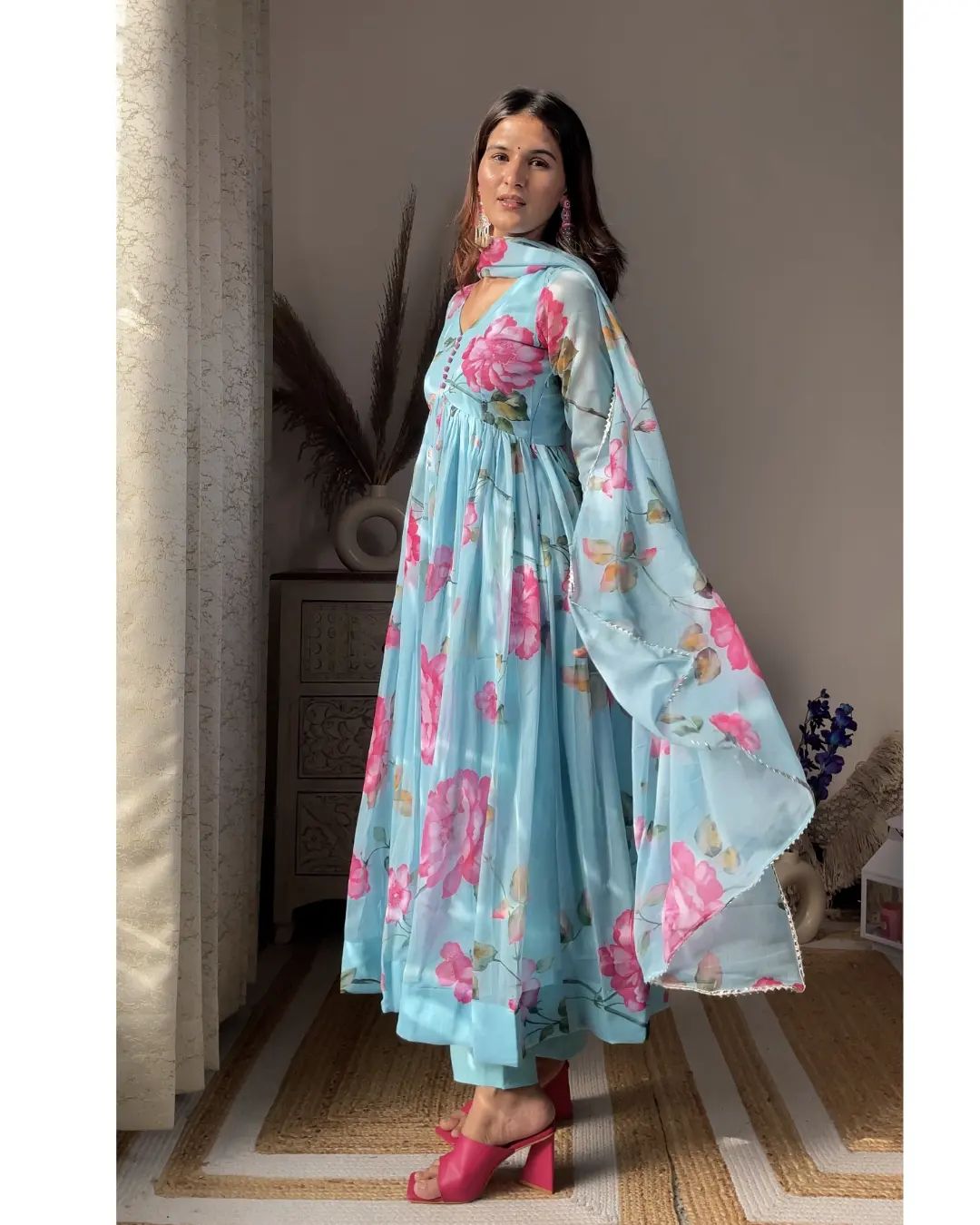 Surreptitious Sky Blue Anarkali Suit Set