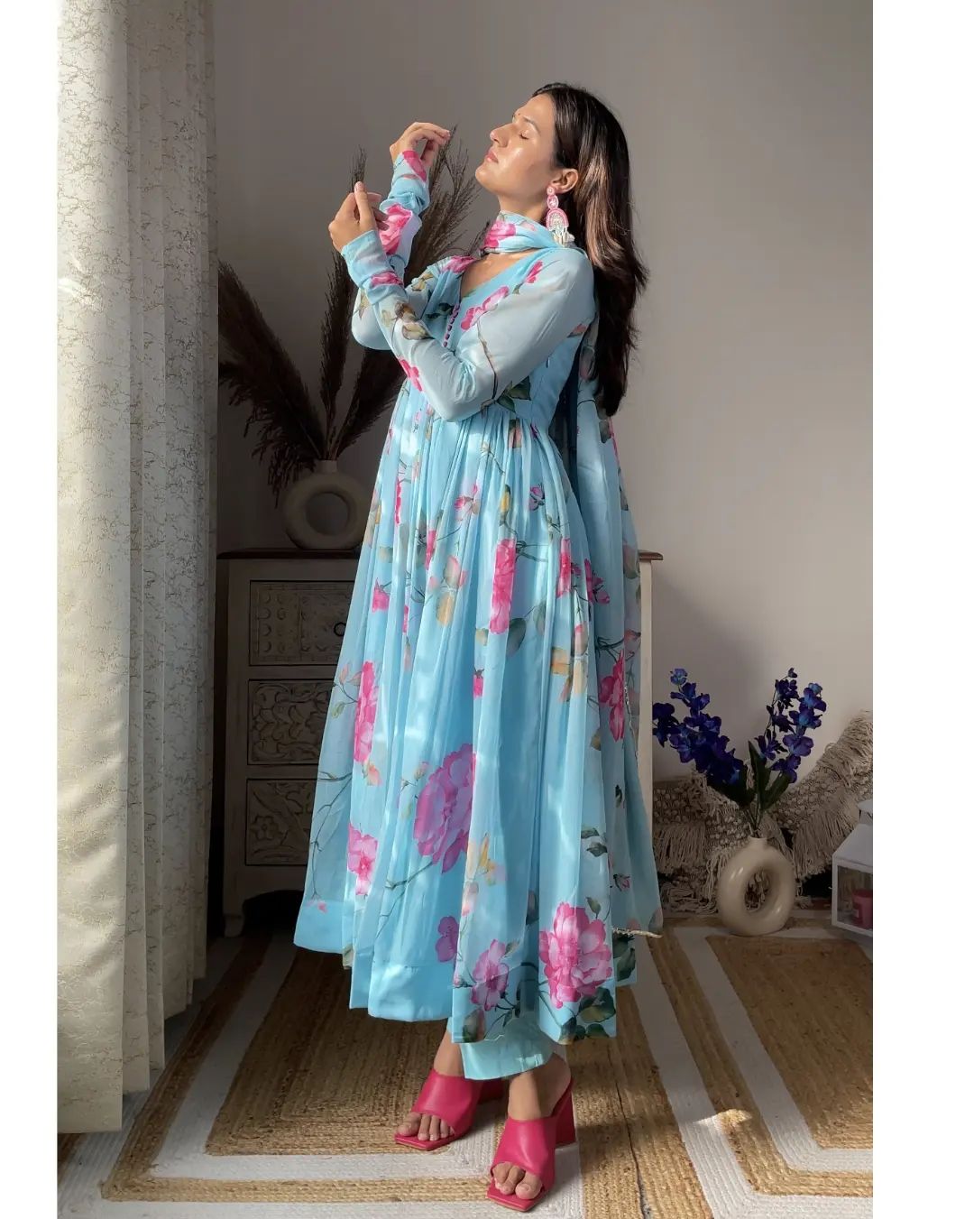 Surreptitious Sky Blue Anarkali Suit Set