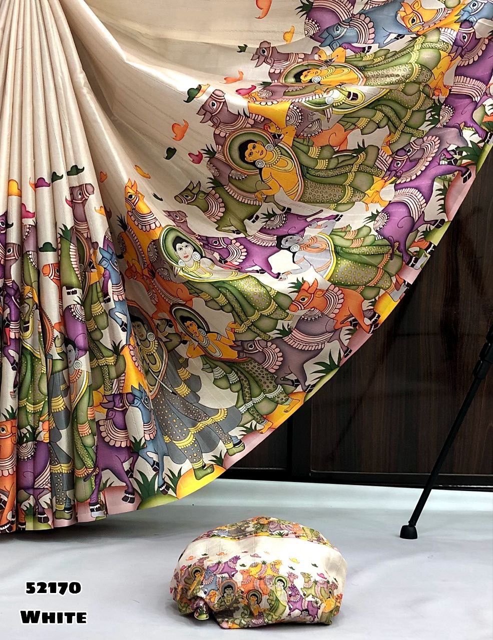 New Designer Handloom Tussar Silk Kalamkari Digital Printed Saree