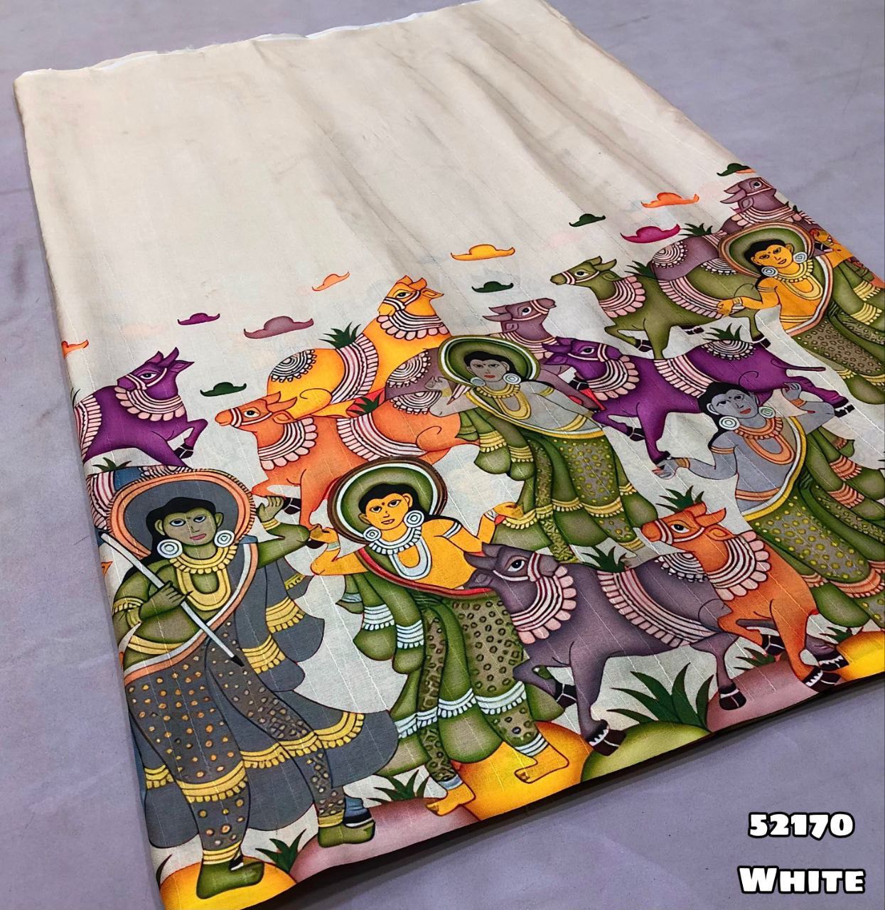 New Designer Handloom Tussar Silk Kalamkari Digital Printed Saree