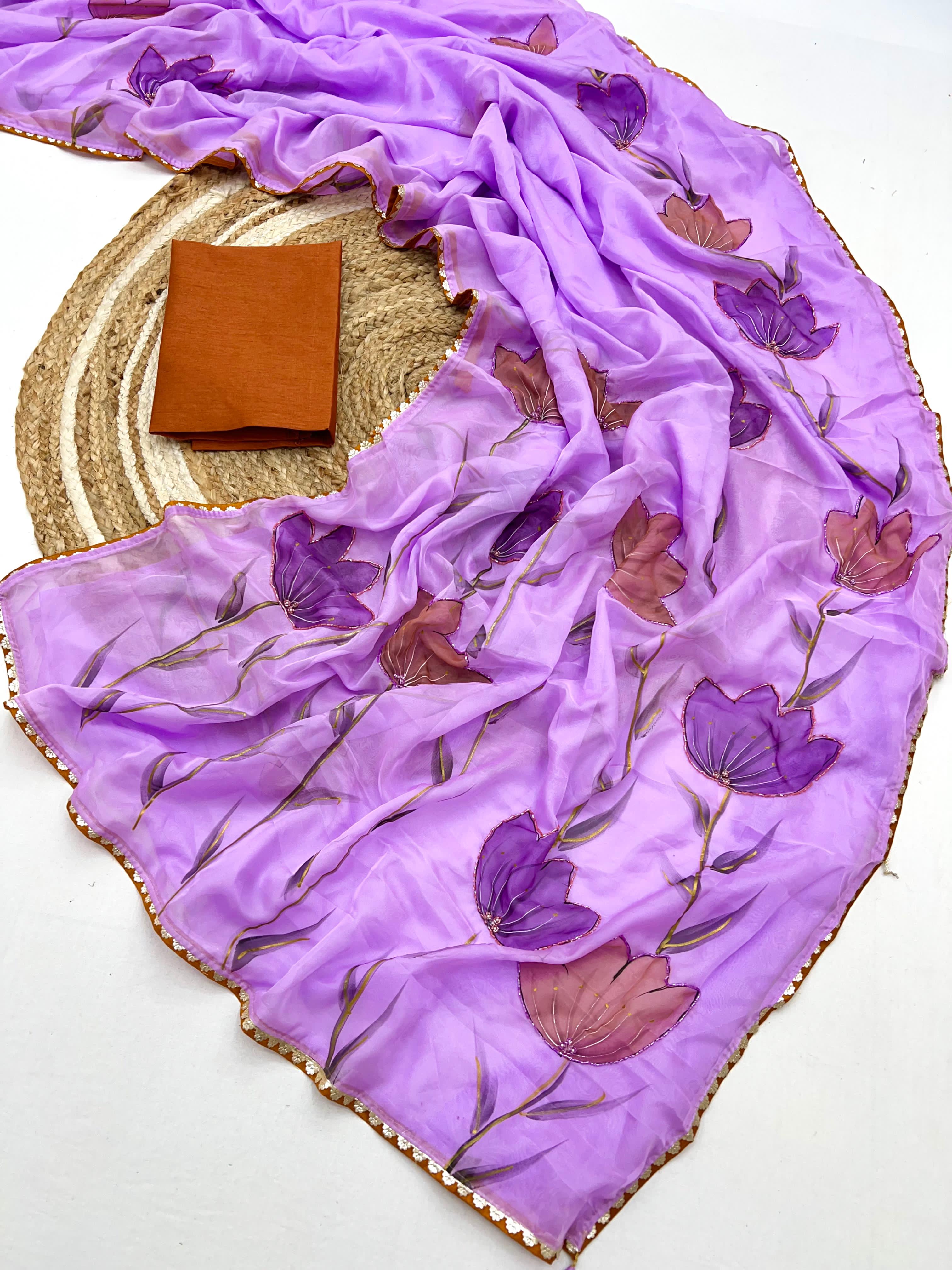 Purple Color Partywear Designer Pure Soft Tebby Silk Saree
