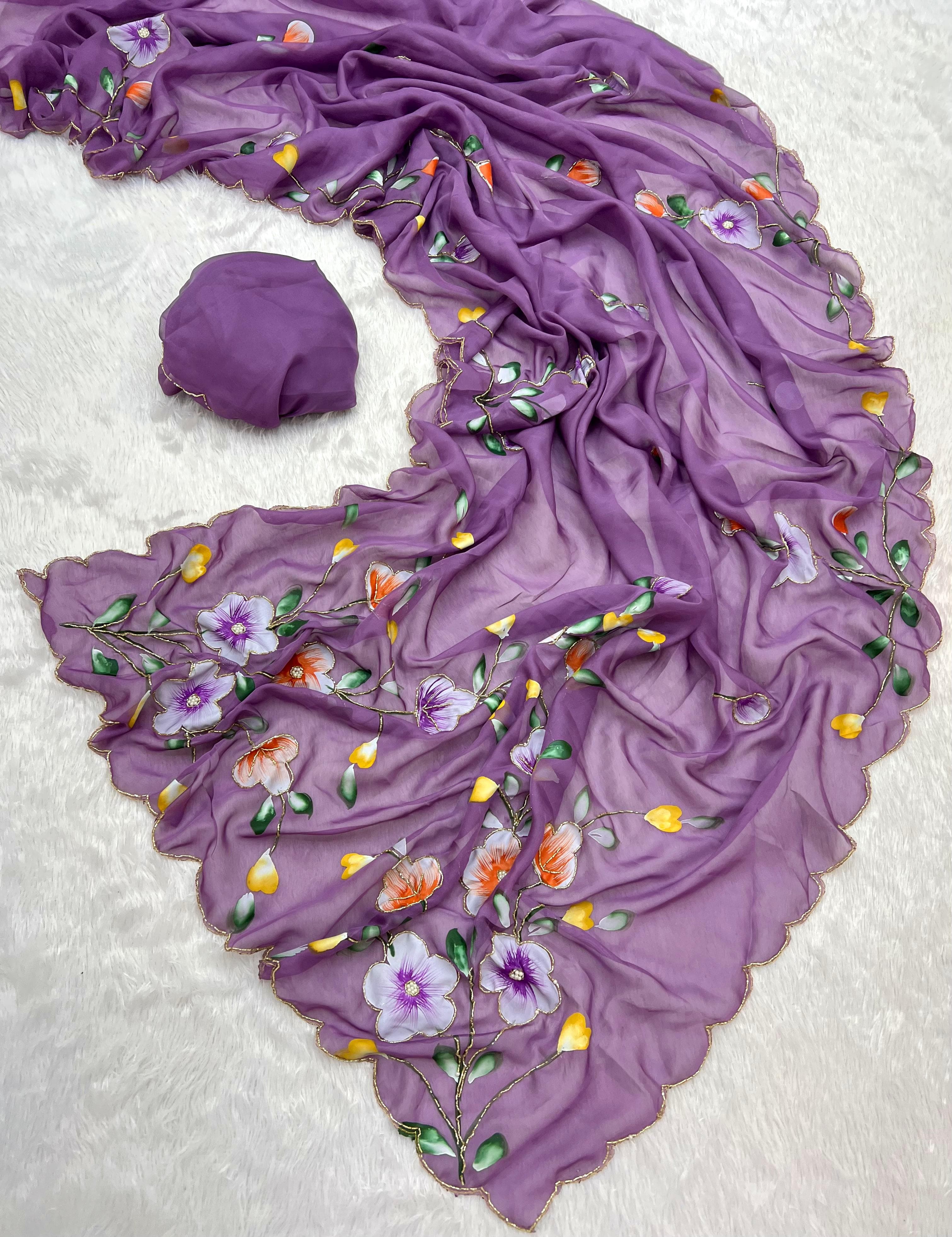 New Designer Functionwear Soft Tebby Silk  Handwork Light weight Saree