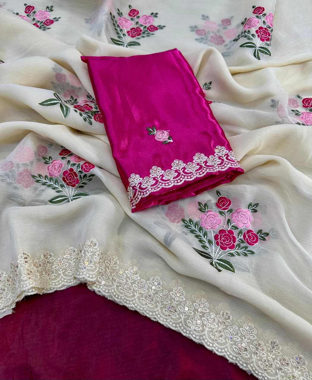 New Wedding Wear Goldy Crush with Thread n Sequence Embroidery Saree