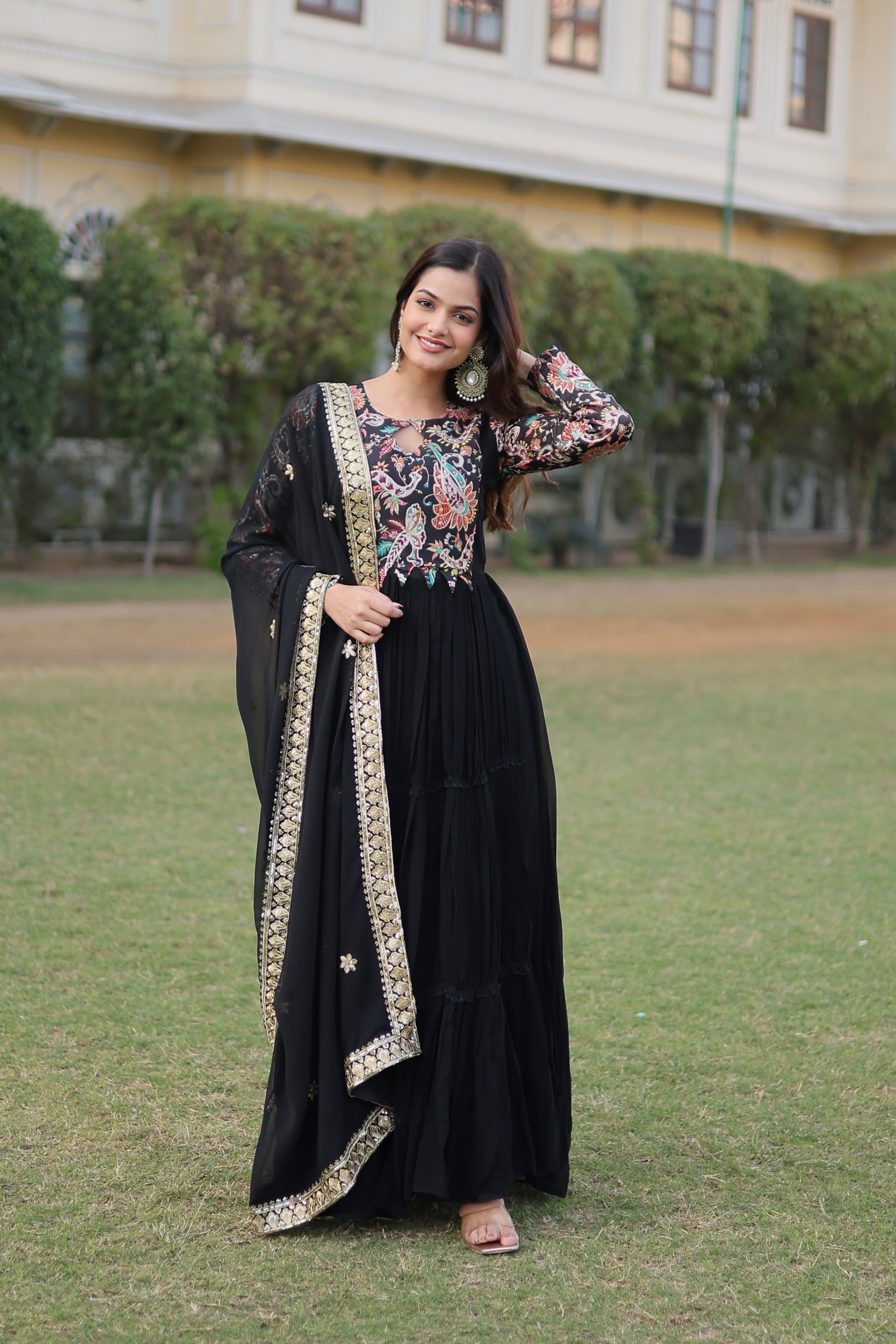 Petrichor Black Anarkali Set