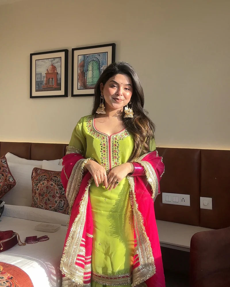 Green Color New Designer Sharara Suit Set