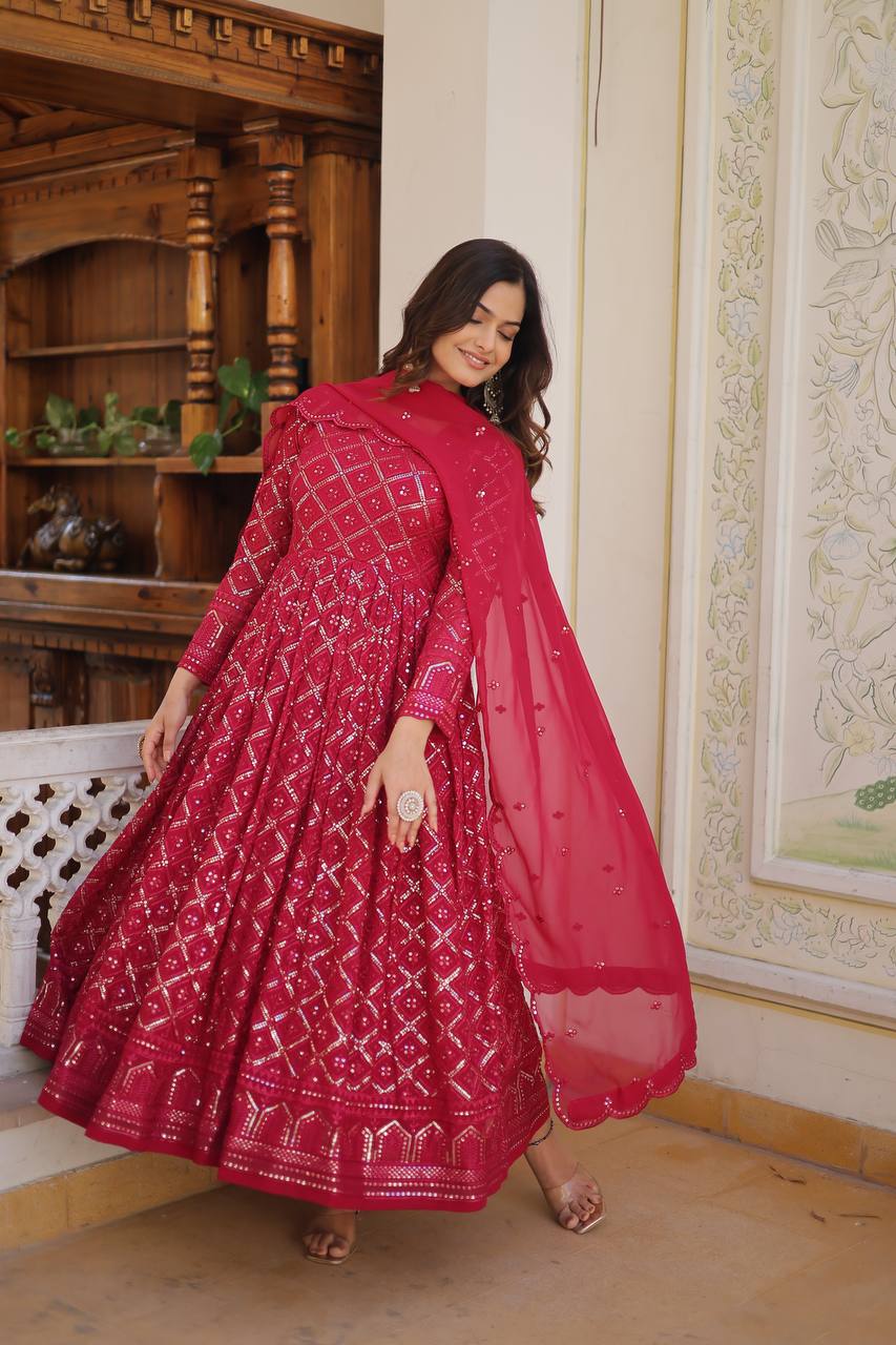 Unique Two Color Anarkali Suit Set