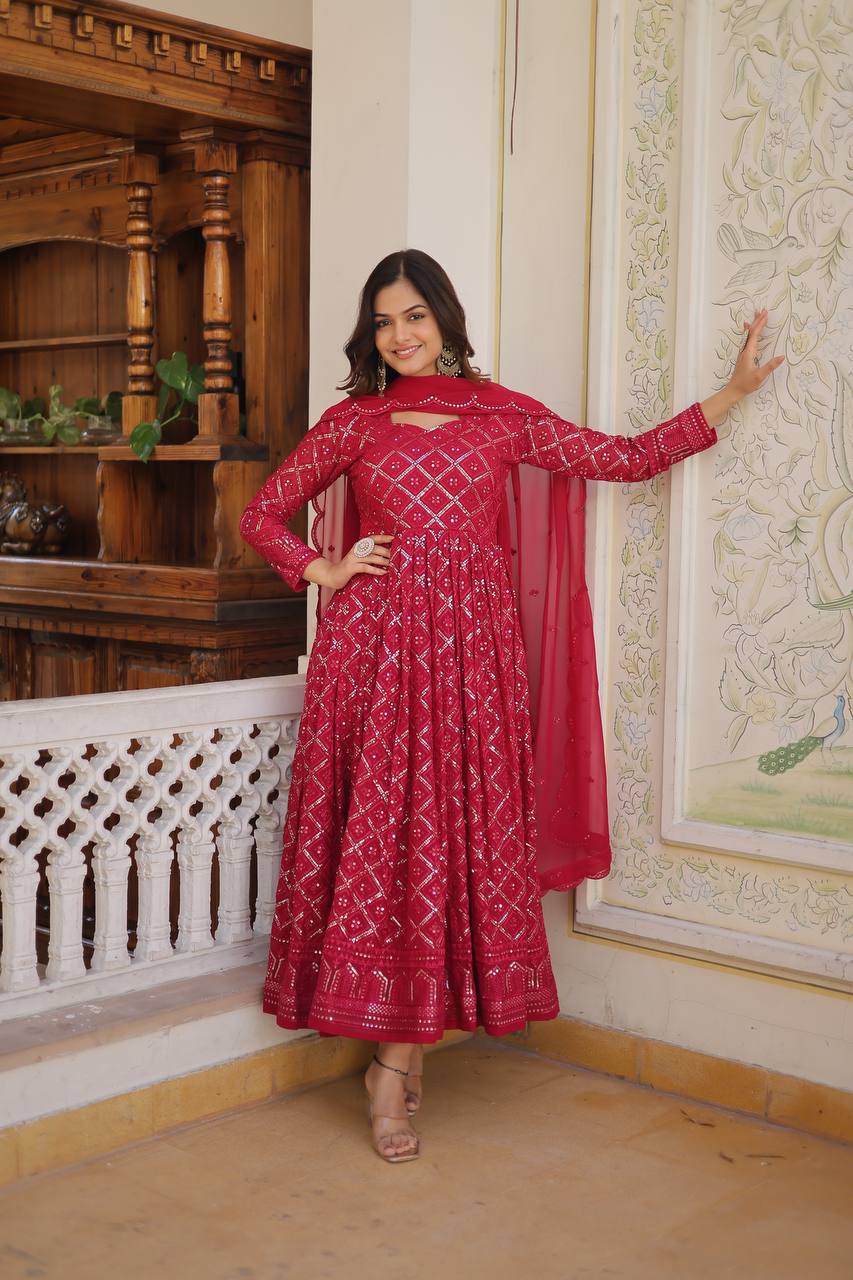 Unique Two Color Anarkali Suit Set