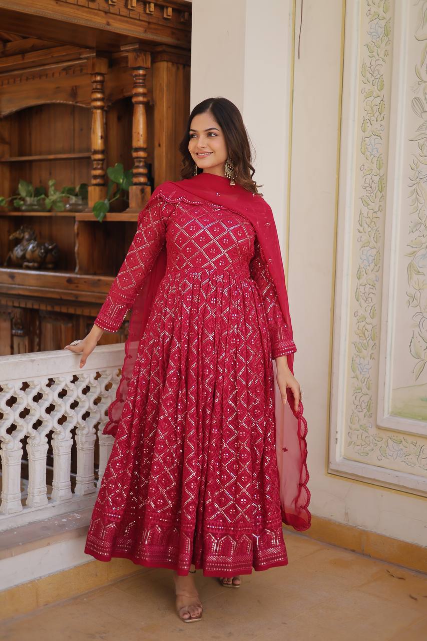 Unique Two Color Anarkali Suit Set