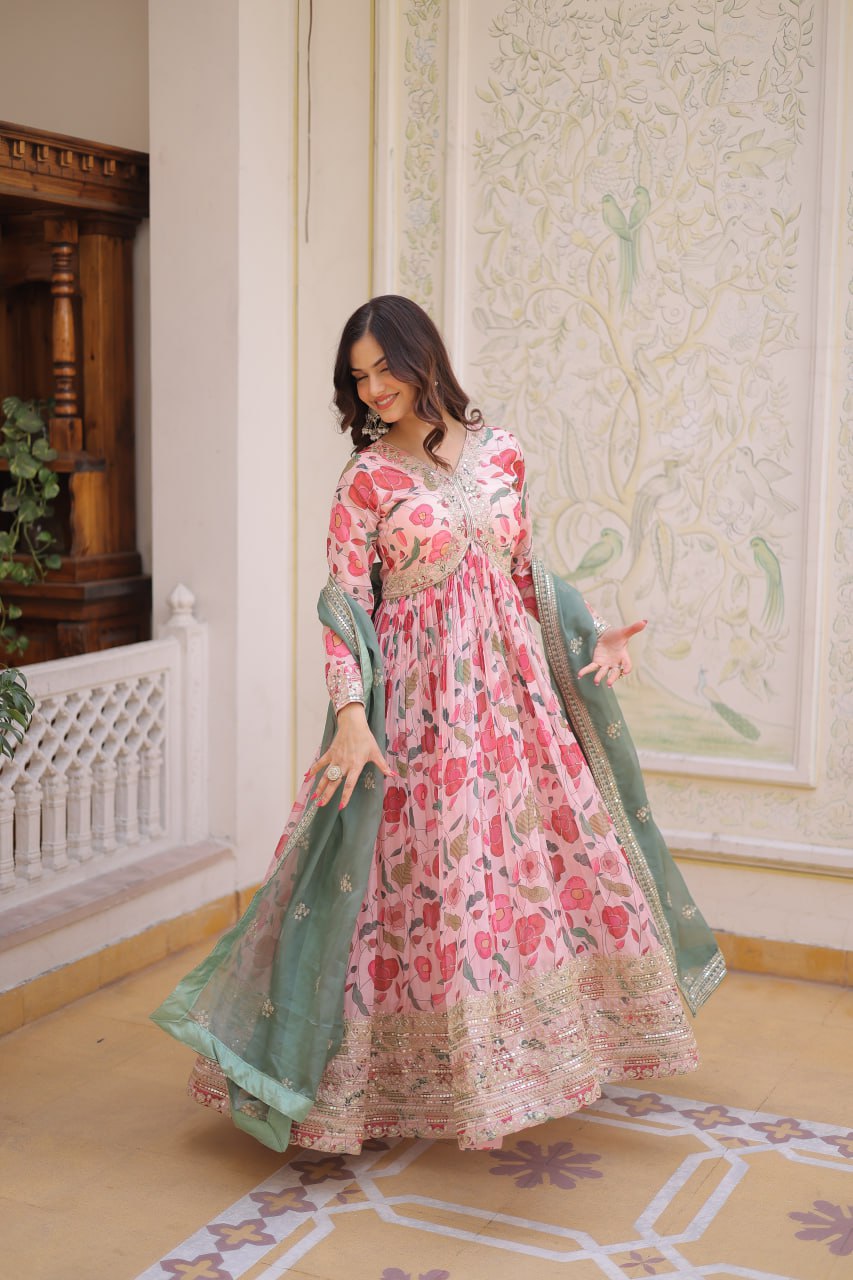 Digital Printed Anarkali Set with Dupatta
