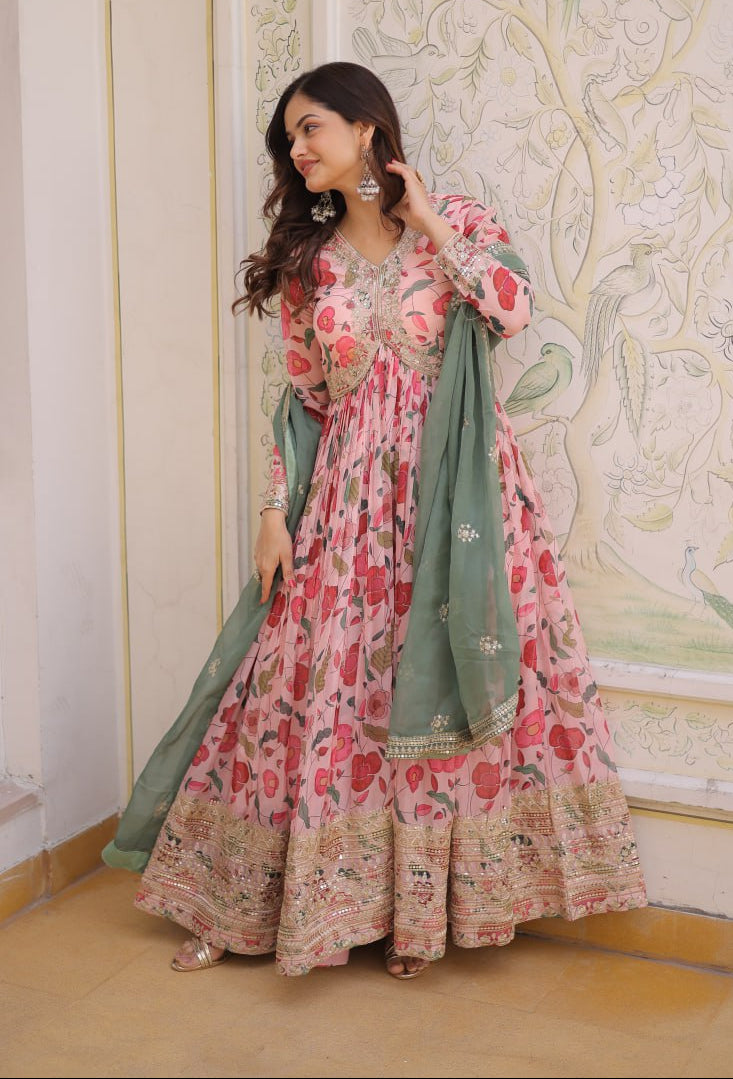 Digital Printed Anarkali Set with Dupatta
