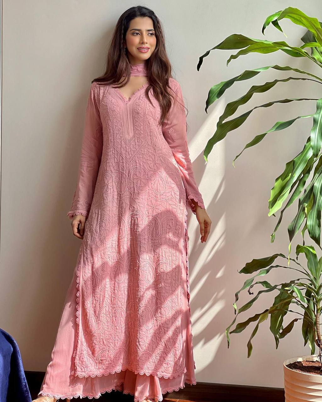 Pink kurta With Dupatta Set