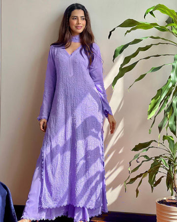 Purple kurta With Dupatta Set