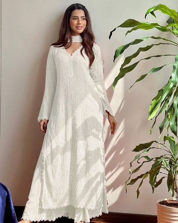 White kurta With Dupatta Set
