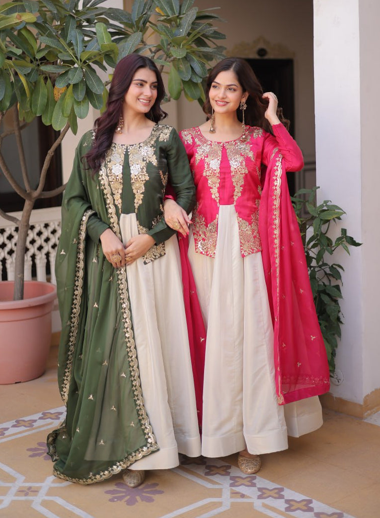 Designer Embroidered Gown with Dupatta