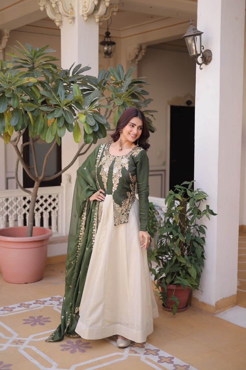 Designer Embroidered Gown with Dupatta