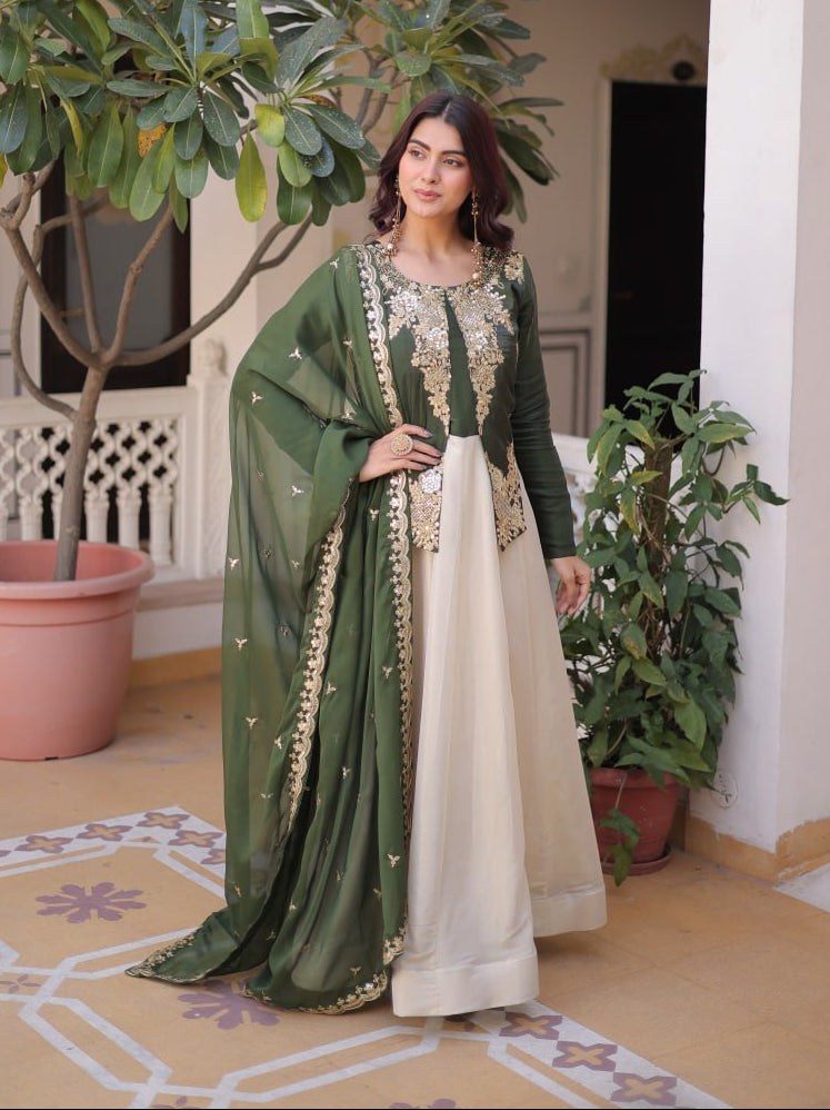 Designer Embroidered Gown with Dupatta