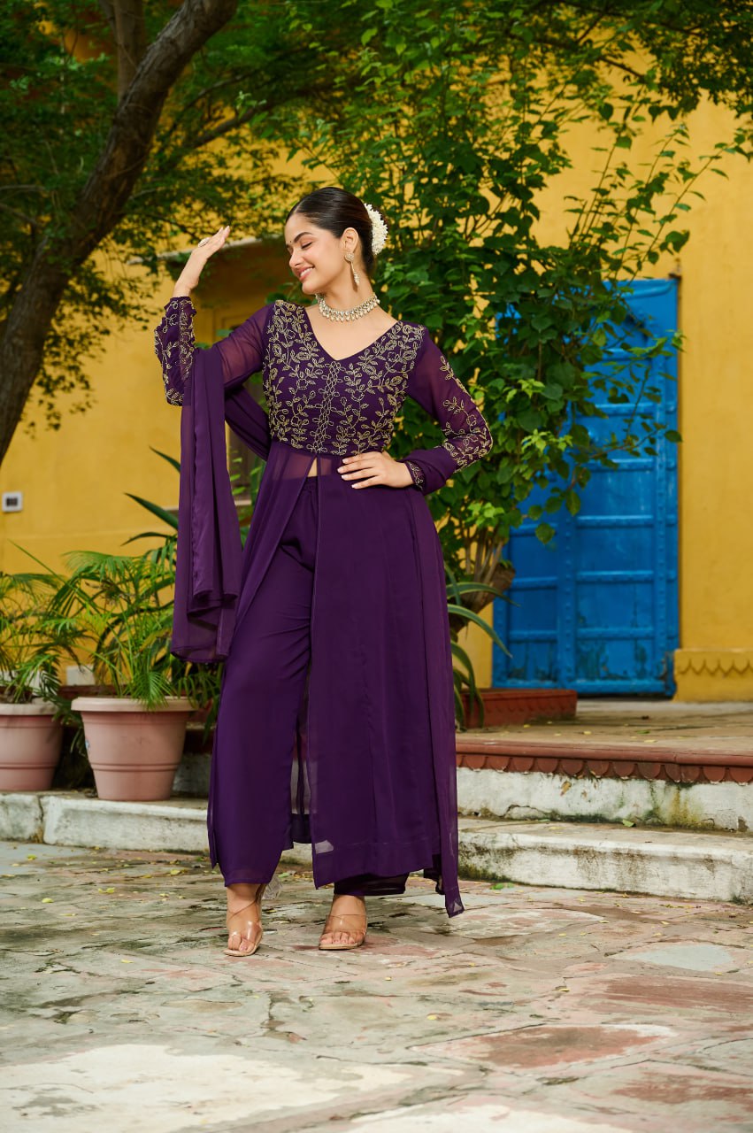Premium Faux Blooming  Kurta With Pant Set