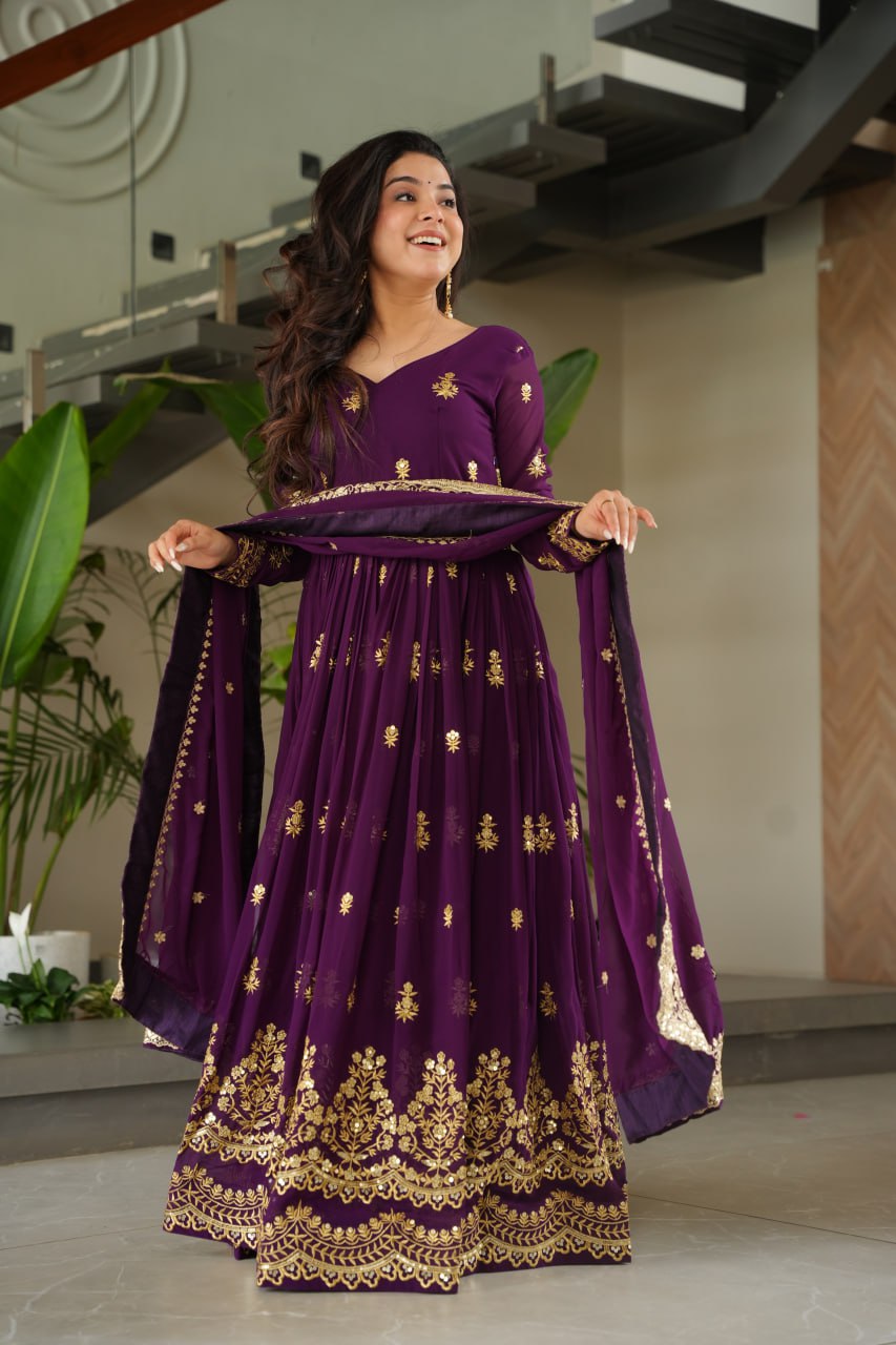 Purple Designer Anarkali Suit Set