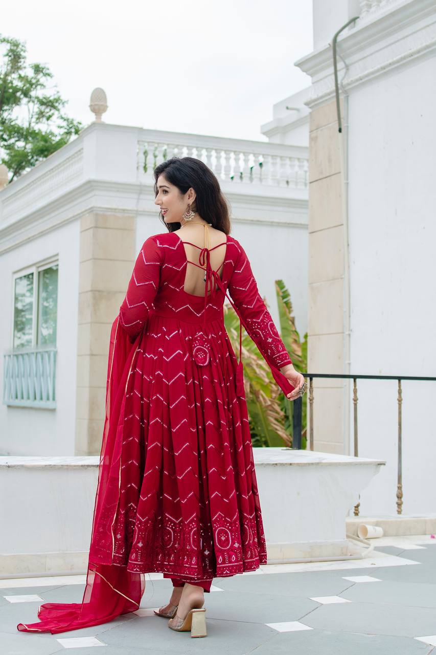 Imaginative Red Designer Anarkali Suit