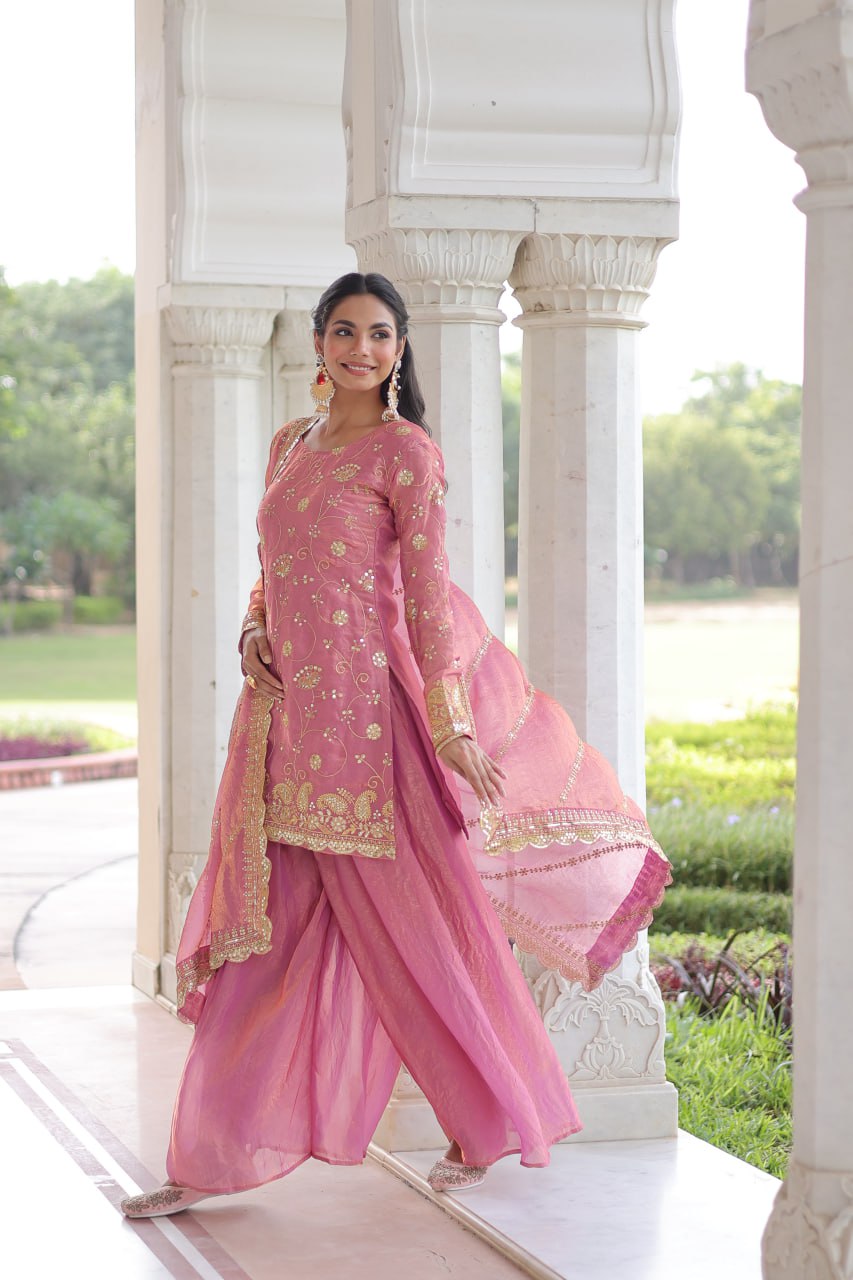 Premium Fendy Sequins Embroidered Sharara Set