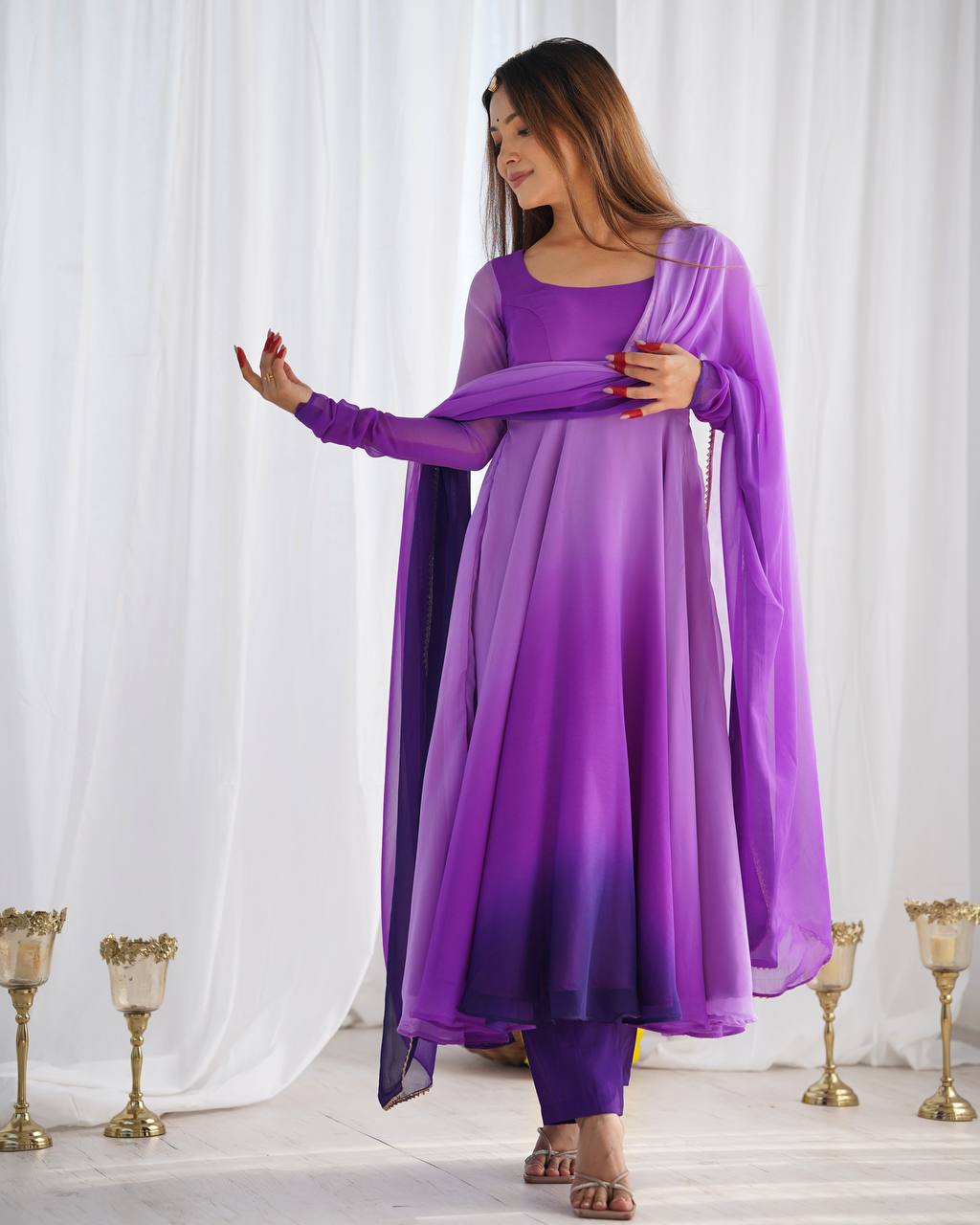 Wedding & Festive Wear Anarkali – Fully Stitched 6.5 Mtr Flair with Dupatta