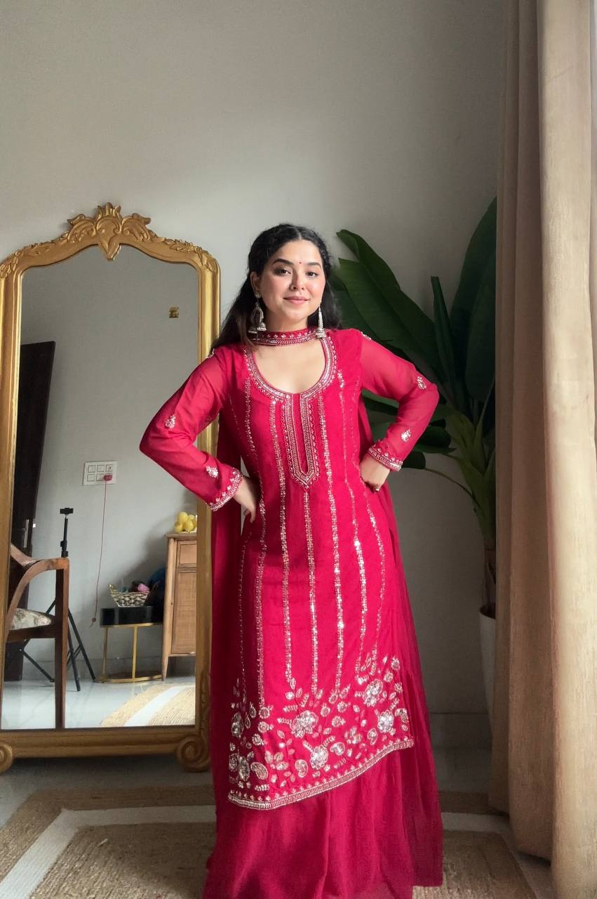 New Designer New Premium Kurta With Sharara Set