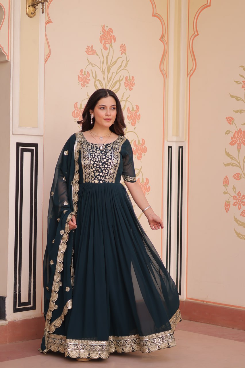New Functionwear Faux Blooming Anarkali Set