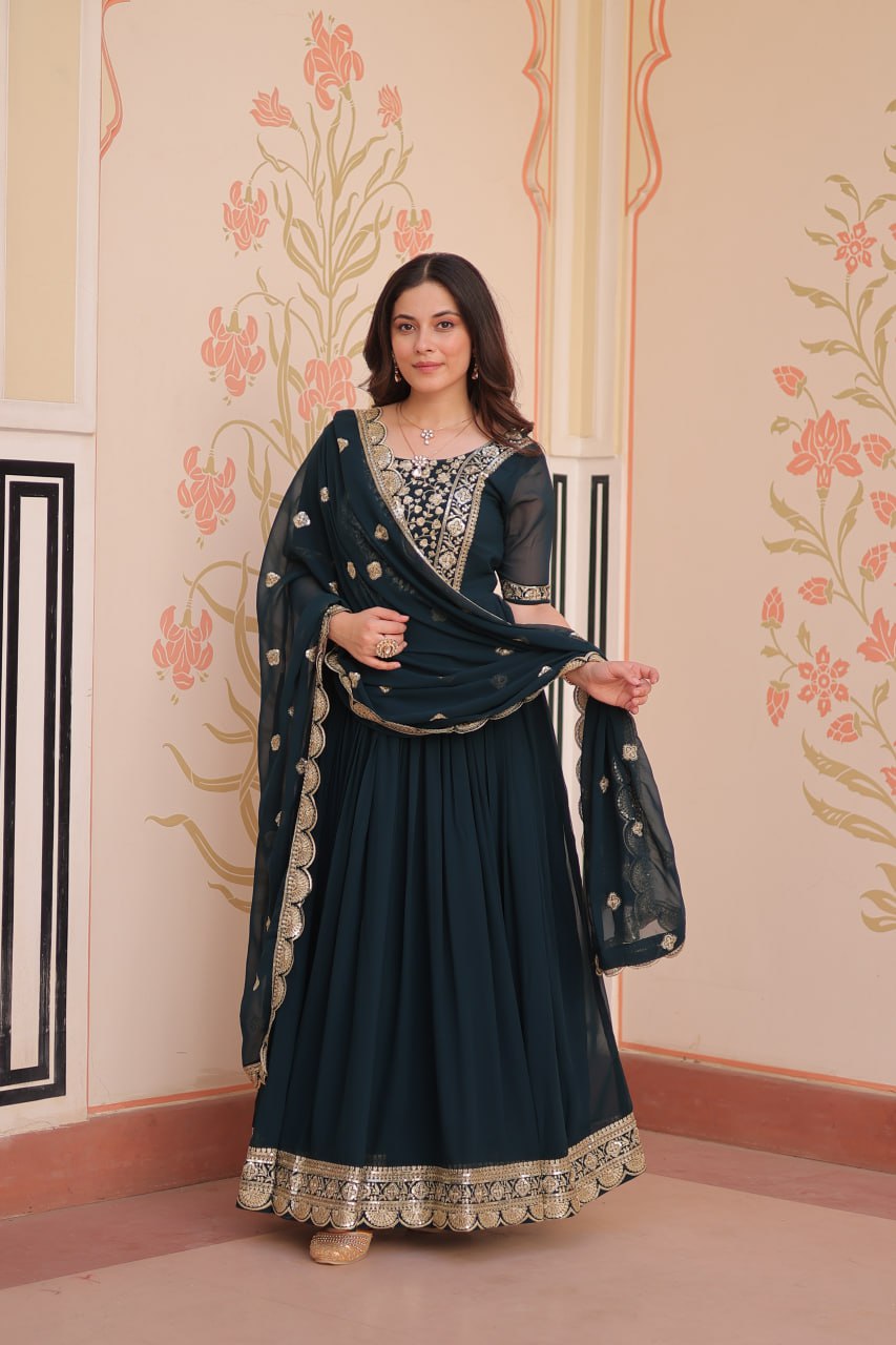 New Functionwear Faux Blooming Anarkali Set