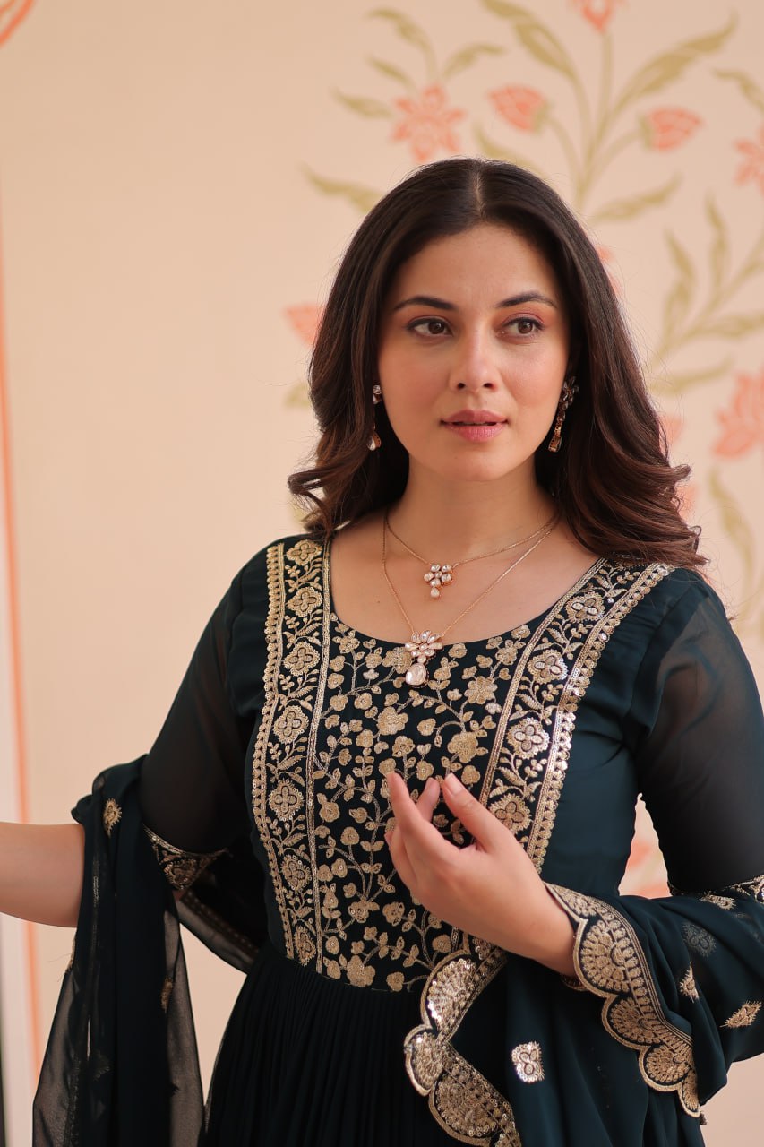 New Functionwear Faux Blooming Anarkali Set