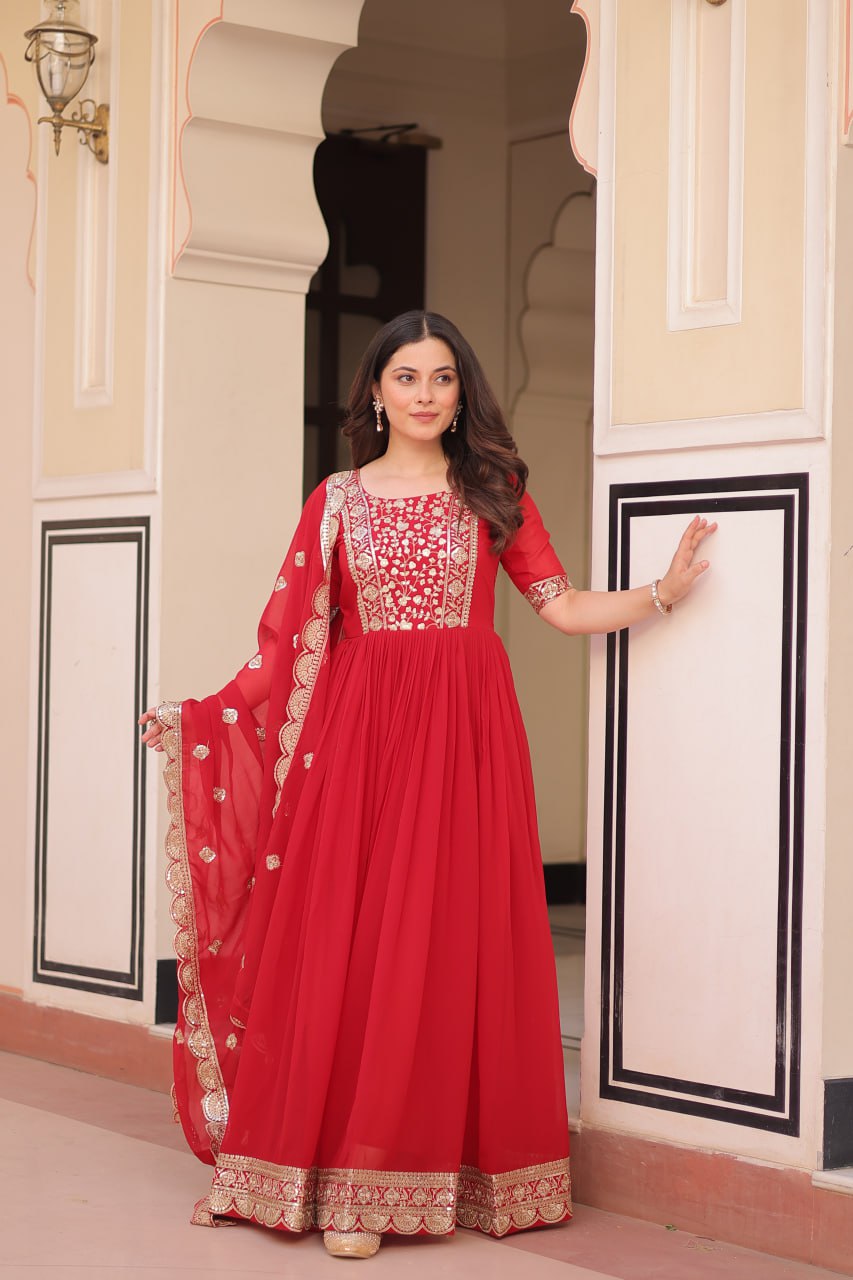 New Functionwear Faux Blooming Anarkali Set