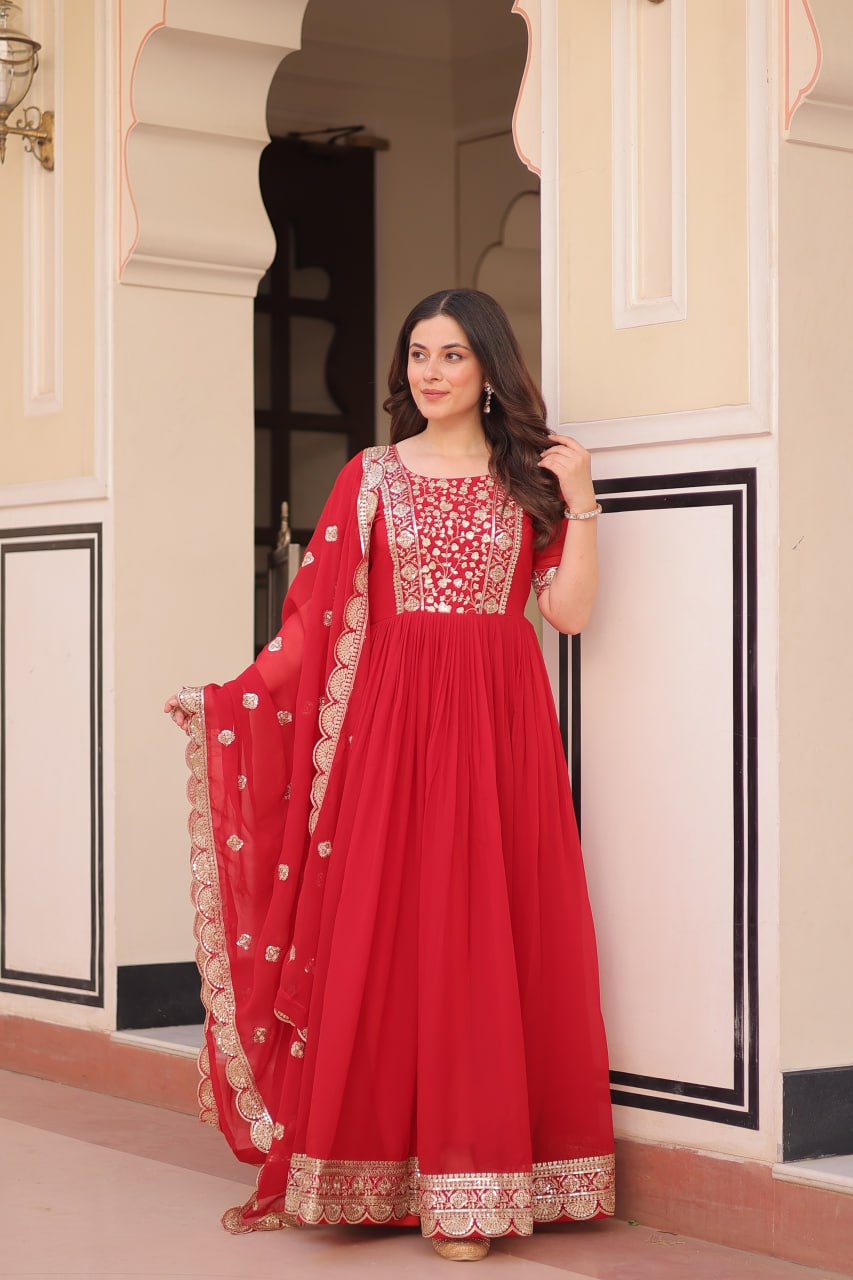 New Functionwear Faux Blooming Anarkali Set