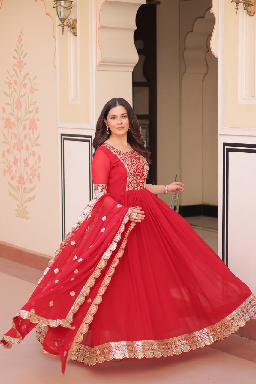 New Functionwear Faux Blooming Anarkali Set