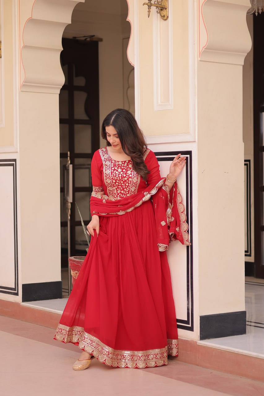 New Functionwear Faux Blooming Anarkali Set