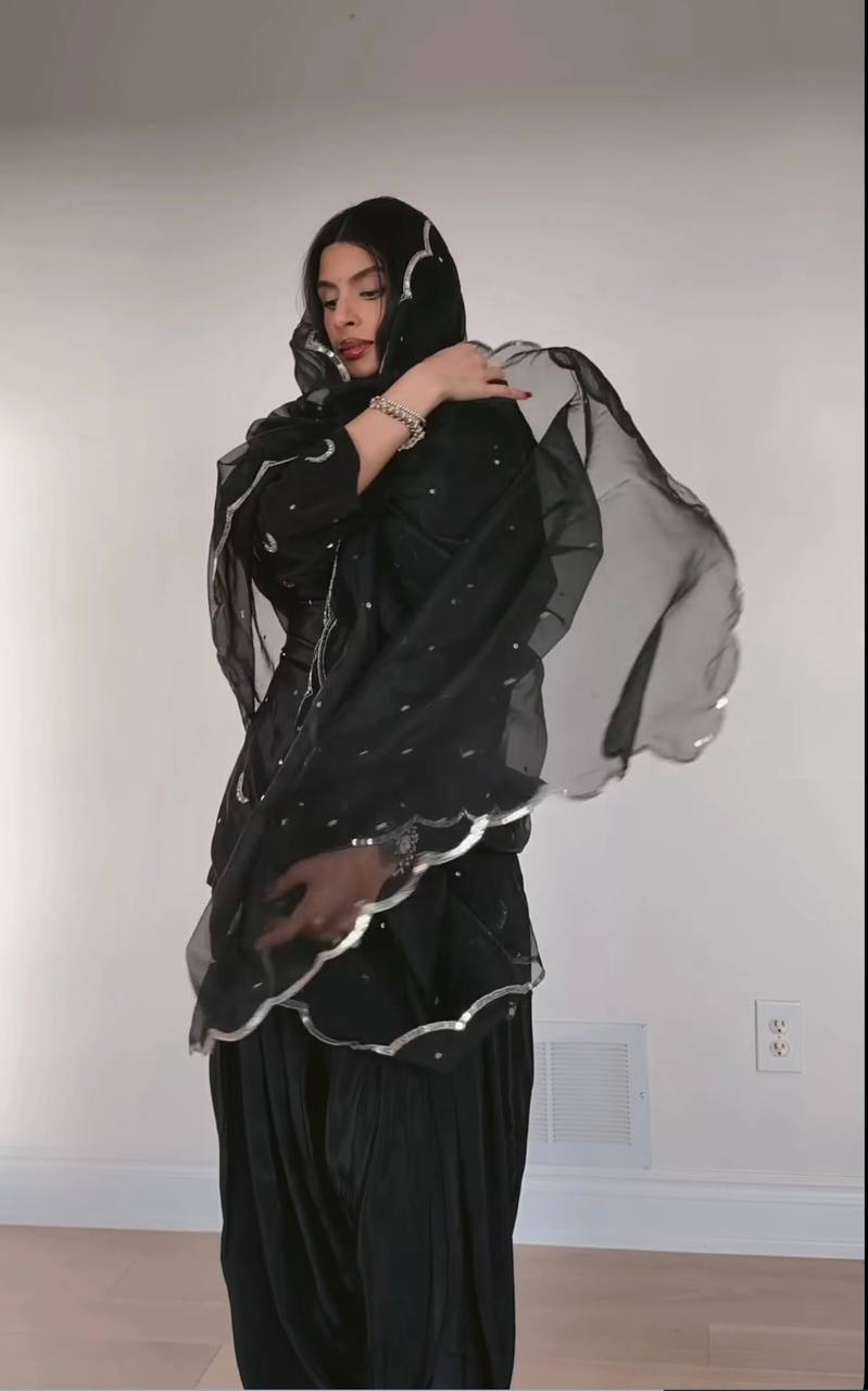 Black Top Farshi Salwar Dupatta Set