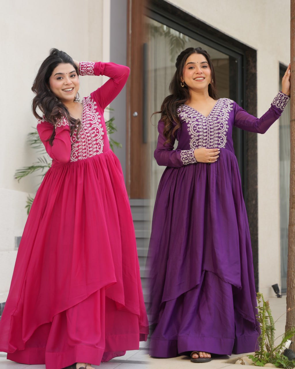 New Partywear Georgette Embroidered Anarkali Gown