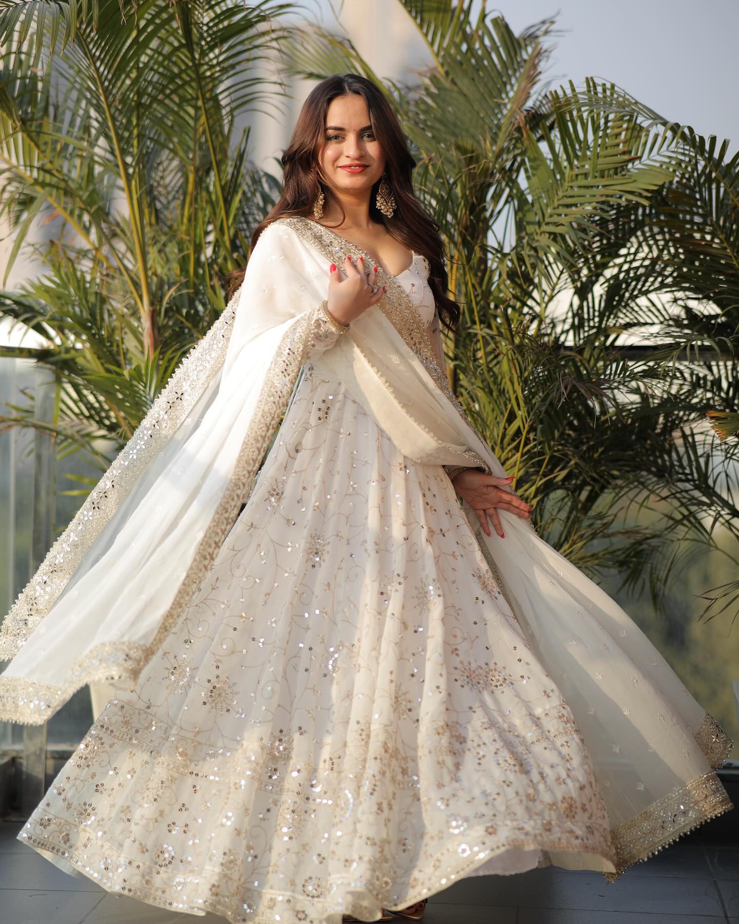 Trendy Off White Suit Set With Embroidery and Sequnce Work 128